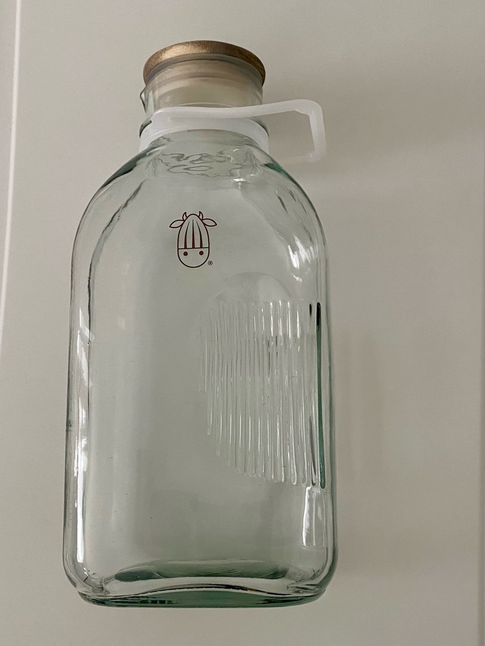 Almond Cow Glass Pitcher with Lid & Spout (Glass Bottle Milk Container 60 fl oz)